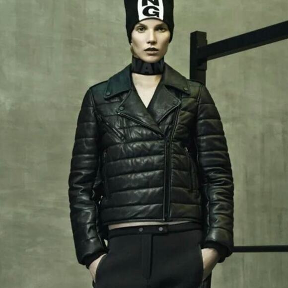 Alexander Wang x H&M Quilted Leather Moto Jacket | Y2K Streetwear Fall Staple - Picture 12 of 16